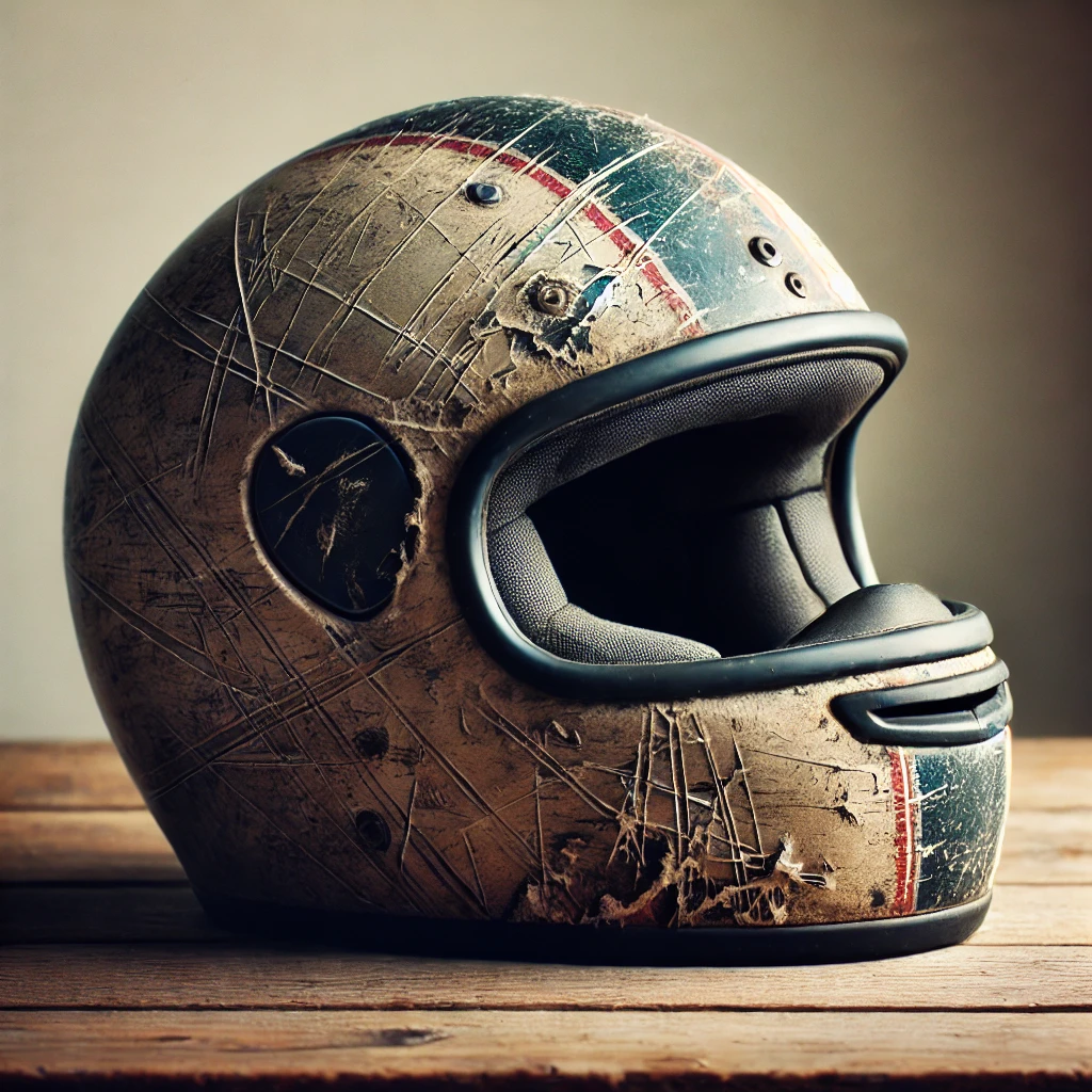 casque de moto usagé