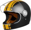 casque de moto noir et jaune