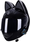 casque de moto oreille de chat noir